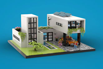 design custom lego moc house villa field hotel  bricklink part list instruction
