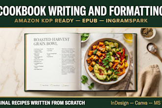 do cookbook writing cookbook formatting recipe book layout design for amazon KDP