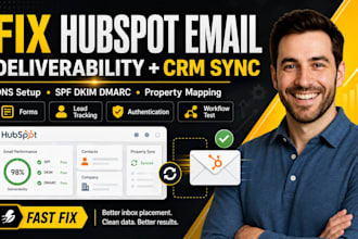 fix hubspot email deliverability and setup crm property synchronization