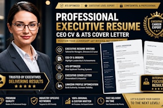 write professional executive resume CEO CV ats executive resume cover letter