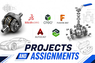 design 3d cad models, 2d drawings in solidworks and creo