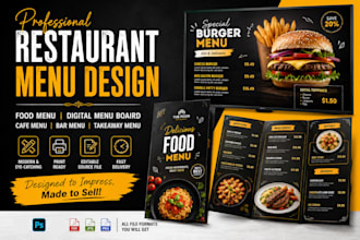 design modern editable restaurant food menu and digital menu