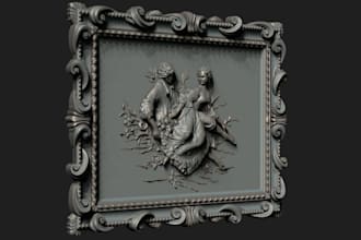 sculpt custom 3d frame relief for cnc engraving,wood engraving,panel decor,gcode