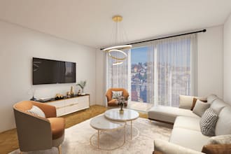 create a complete apartment design with 2d layout and realistic 3d renders