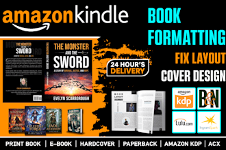 professional book formatting, interior layout, and book cover design