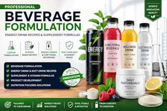 create beverage formulation, energy drink recipe and supplement formulas