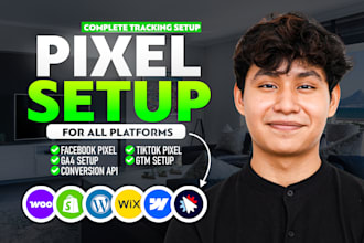 setup facebook pixel, tiktok pixel, ga4, server side tracking