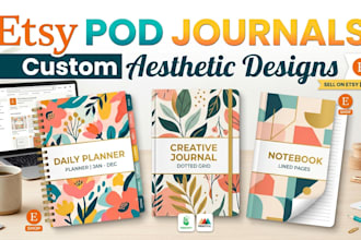 setup etsy pod stationery store and design aesthetic journals