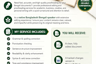 proofread and edit your bengali documents within 24 hours