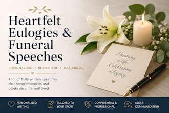 write a heartfelt funeral speech and personalized eulogy