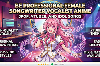 be professional female songwriter vocalist anime, jpop vtuber and idol songs