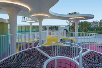 design futuristic playground, family recreation park, outdoor leisure space, dwg