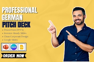 design or redesign german pitch deck design and slides on canva or powerpoint
