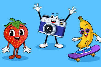 draw a fun cartoon character, mascot, sticker