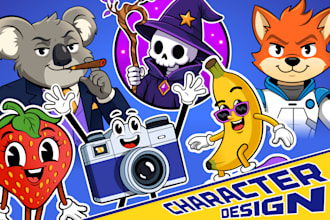draw a fun cartoon character, mascot, sticker
