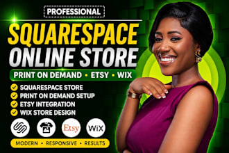 create squarespace website design or squarespace online store
