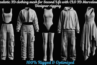 create realistic 3d clothing mesh for second life with clo 3d marvelous designer