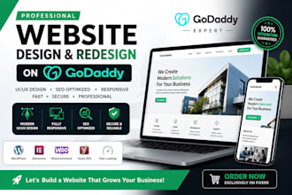 design , redsign godaddy website and on page seo for you