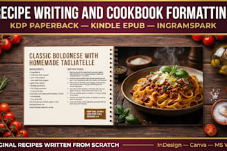 write cookbook recipe formatting cookbook design recipe book layout amazon KDP
