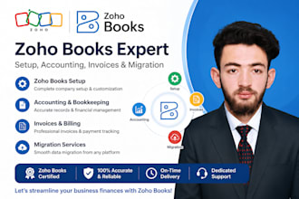manage zoho books setup, accounting, invoices, migration