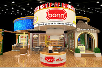 3d stall design , video edits , graphic designs