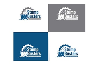 make classic logo for stump grinding with a ghost buster
