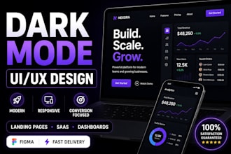 design a modern dark mode landing page and UI UX that converts