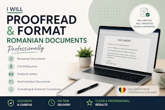 proofread and format romanian documents professionally