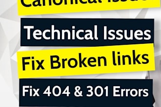 fix 404 301 redirects broken links indexing canonical issues