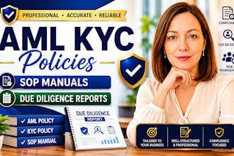 draft aml kyc policies, sop manuals and due diligence reports