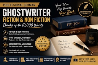 ghostwrite fiction and non fiction german ebooks up to 10,000 words