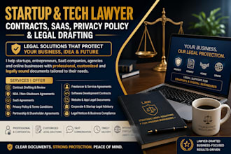 be startup and tech lawyer for contracts saas privacy policy and legal drafting