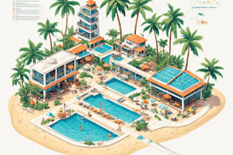 make detailed isometric maps for business and tourism