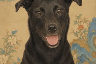 create oriental inspired custom pet portrait digital art