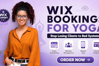 build a professional wix bookings website for yoga studio, fitness and coaches