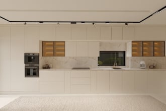 design a modern kitchen interior with realistic 3d render