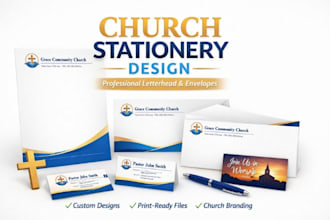 design professional church and community letterhead, envelope and stationery