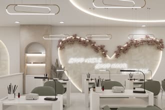 design nail salon lash studio or beauty bar interior in 3d