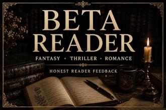 beta read your fantasy, thriller, or romance novel