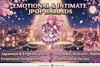 write emotional original jpop, rnb, acoustic ballad songs with lyrics