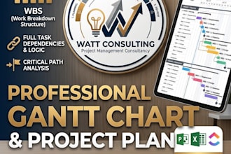 create a professional gantt chart, project plan and wbs for your business