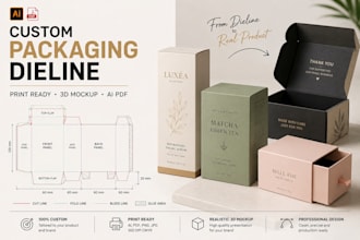 create dieline, diecut and box packaging design