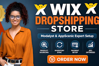 build wix modalyst appscenic dropshipping store website design expert setup