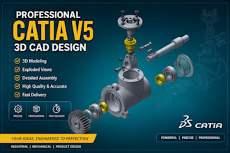 create mechanical 3d model, part assembly and cad drafting using catia v5