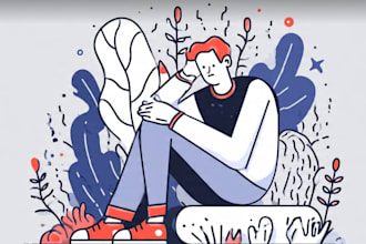a unique minimalist line art and flat illustration