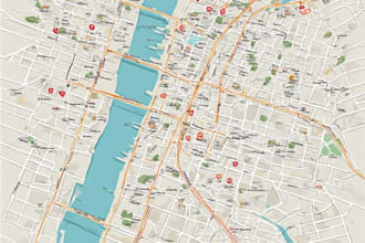 make detailed and modern city guide map illustrations
