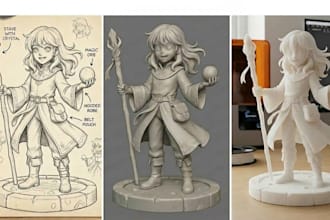 convert 2d image, sketch photo into  to 3d model  for 3d printing