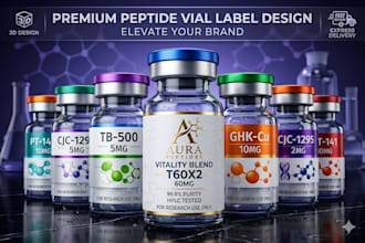 product label design peptide label design vial label supplement label design