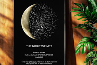 design a custom moon phase and star map poster