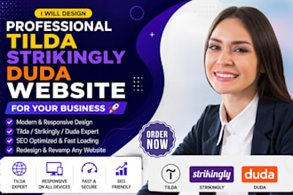 design a professional duda tilda or strikingly website for your business